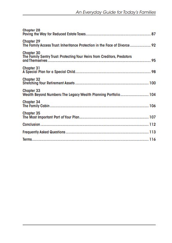Modern Estate Planning Book Table of Content Page 3